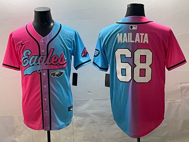 Men 2025 Philadelphia Eagles #68 Mailata Blue pink Nike Limited NFL Jersey style 011